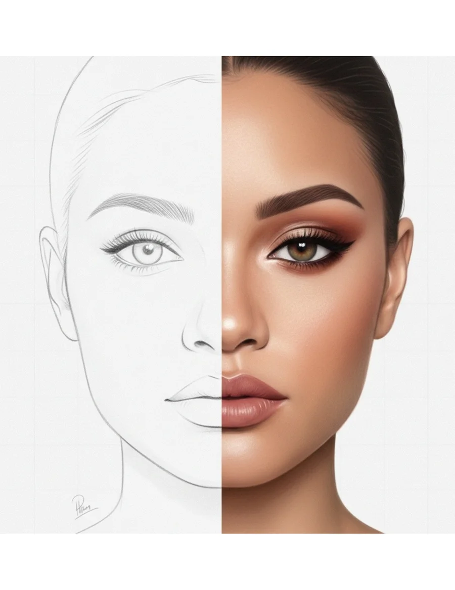 Natural look split face chart
