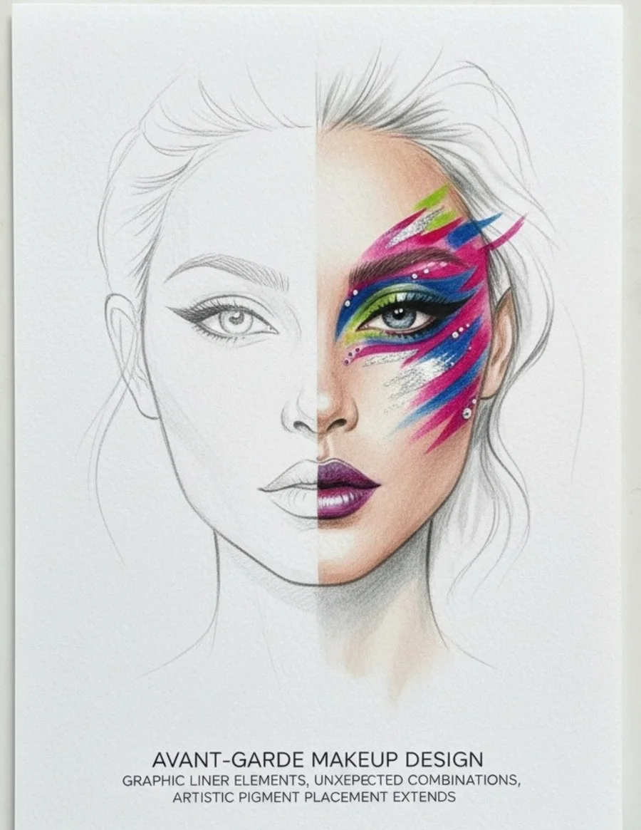 Avant-garde makeup design face chart